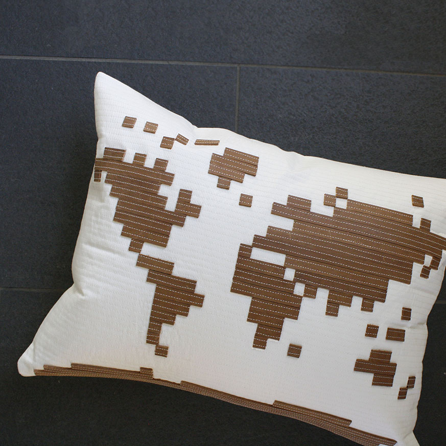 LEATHER world map pillow